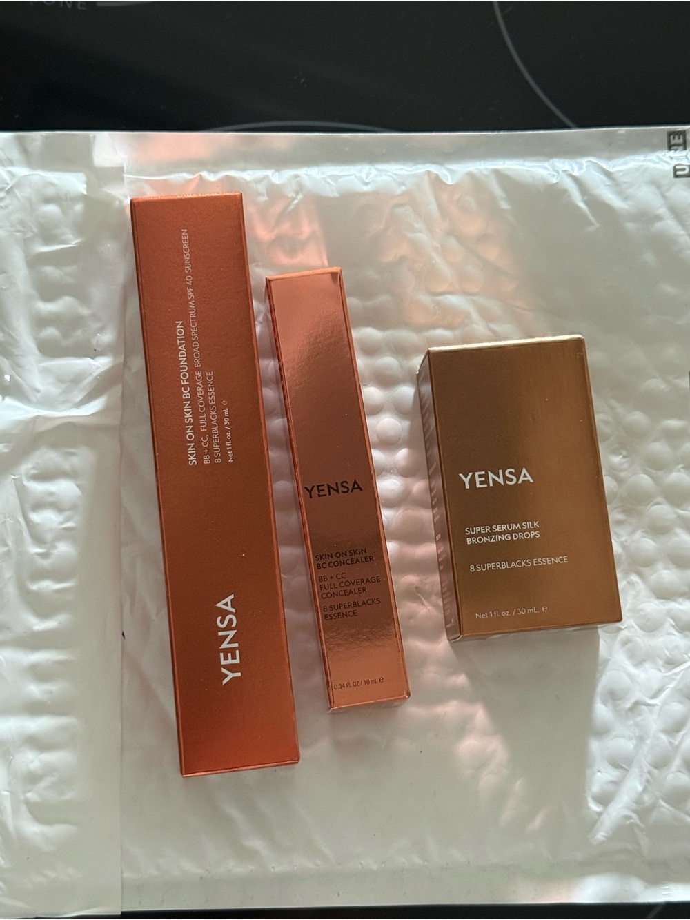 YENSA set of 3 - Super Serum Bronzing Drops, BC Concealer, BB+CC Foundation NIB